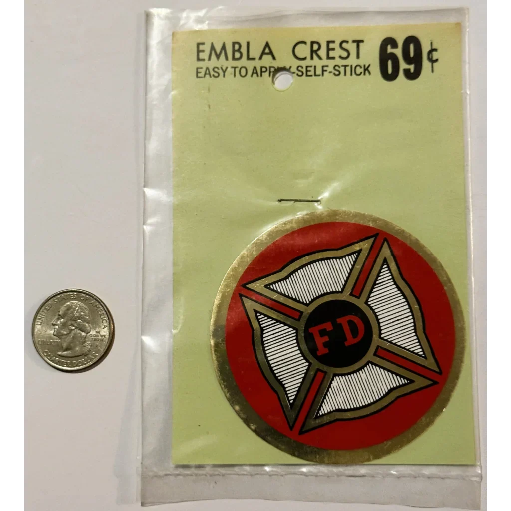 Rare Vintage Embla Crest Fire Department Sticker From the 1960s