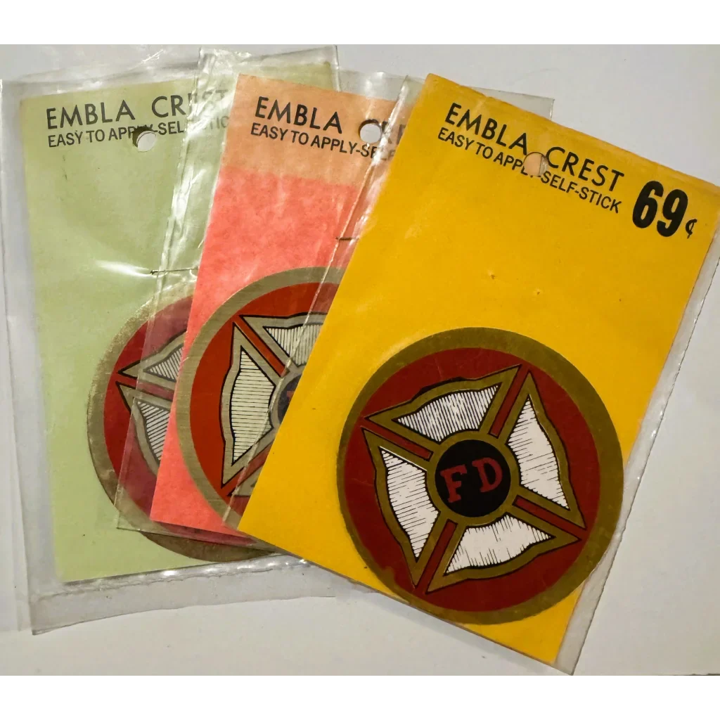 Rare Vintage Embla Crest Fire Department Sticker From the 1960s