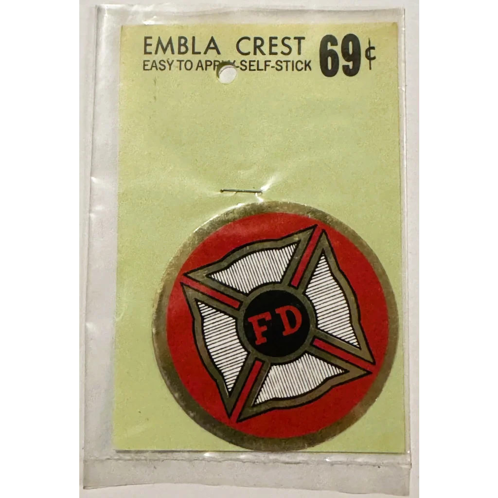 Rare Vintage Embla Crest Fire Department Sticker From the 1960s