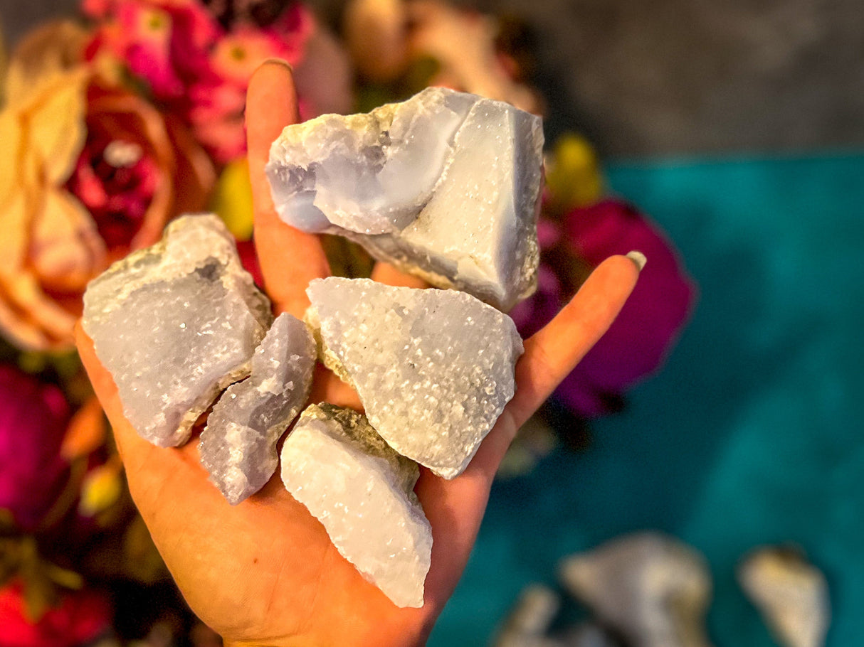 1 Lb Raw Blue Lace Agate Specimens, Bulk Raw Blue Lace Agate