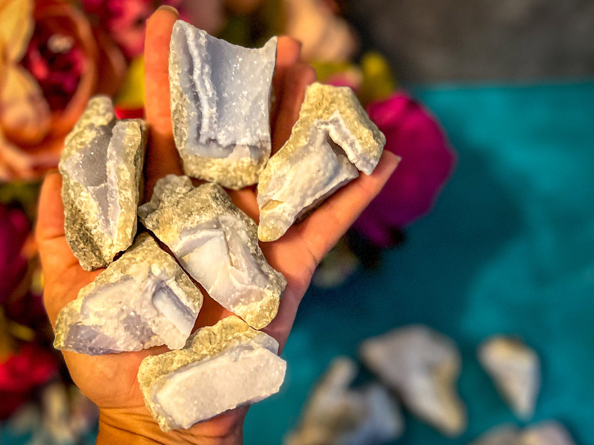 1 Lb Raw Blue Lace Agate Specimens, Bulk Raw Blue Lace Agate