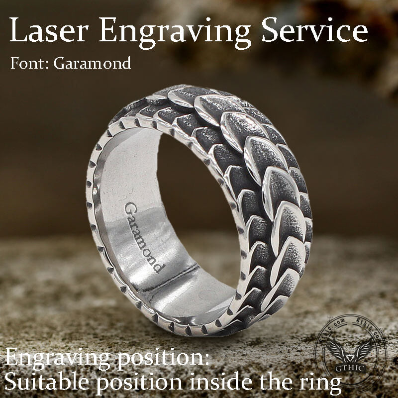 Anillo de acero inoxidable con columna de dragón retro