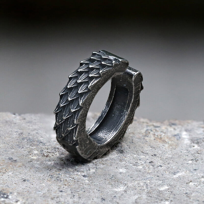 Puños de oreja de acero inoxidable con diseño de plumas retro