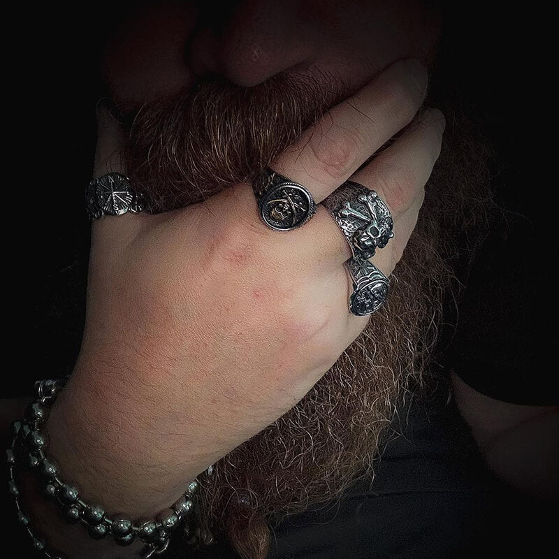 Anillo de calavera pirata retro de acero inoxidable