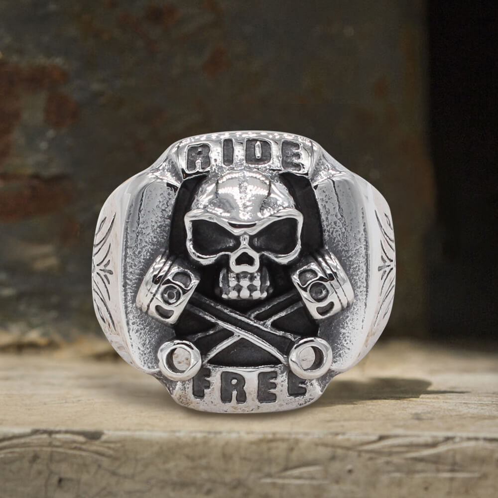 Anillo de calavera de acero inoxidable estilo punk retro