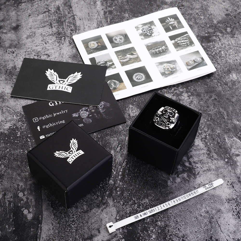 Anillo de calavera de acero inoxidable estilo punk retro