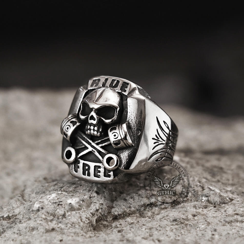 Anillo de calavera de acero inoxidable estilo punk retro