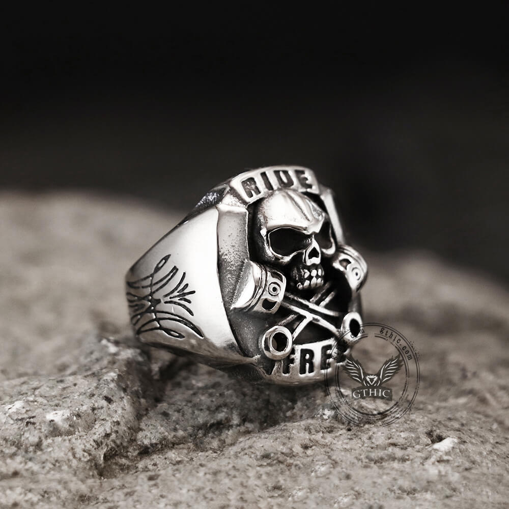 Anillo de calavera de acero inoxidable estilo punk retro