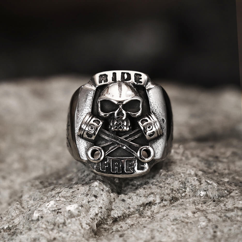 Anillo de calavera de acero inoxidable estilo punk retro