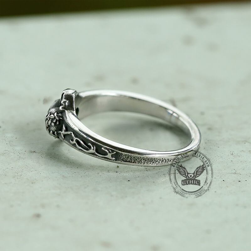 Anillo retro de acero inoxidable del Sagrado Corazón de Jesús