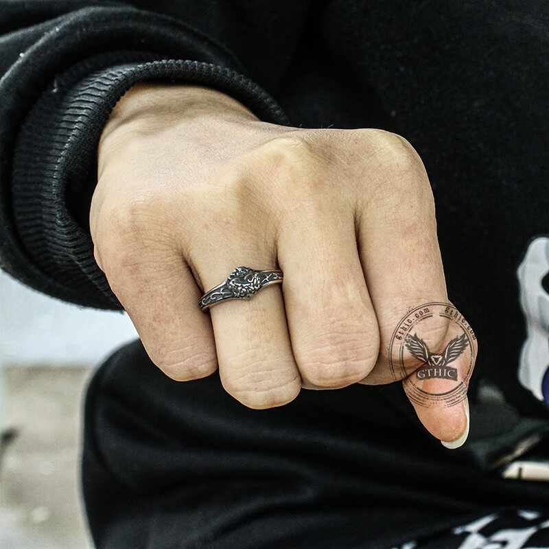 Anillo retro de acero inoxidable del Sagrado Corazón de Jesús