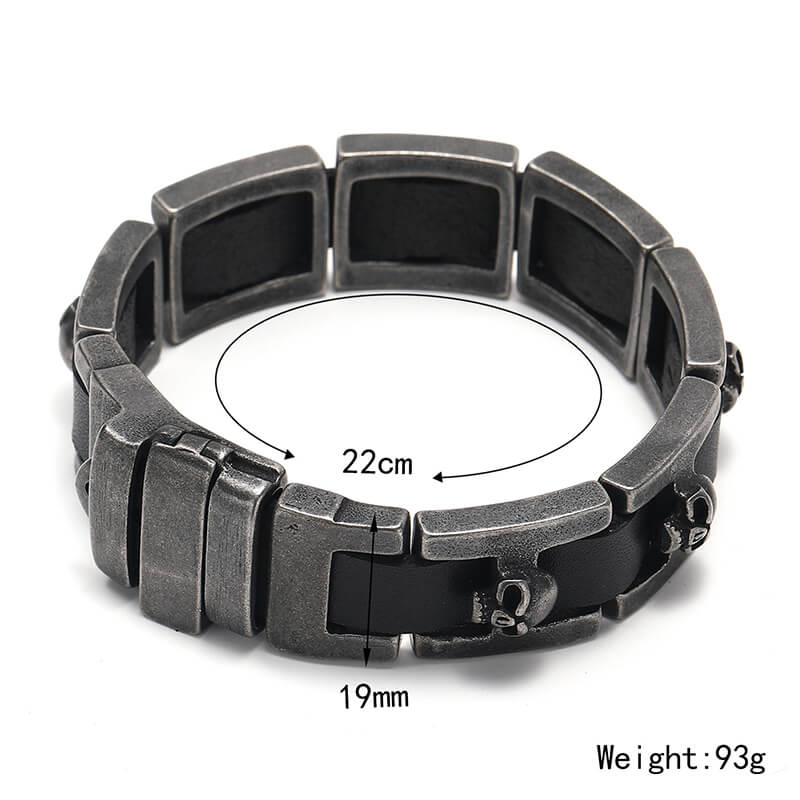 Hebilla de reloj con calaveras retro y pulsera de acero inoxidable