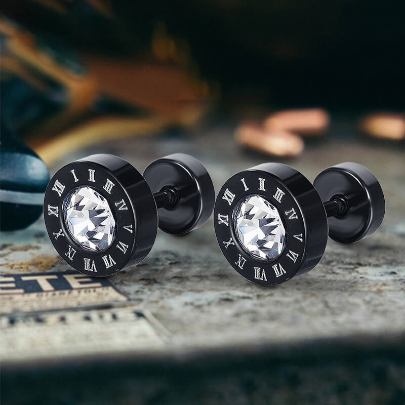 Pendientes punk de acero inoxidable con números romanos