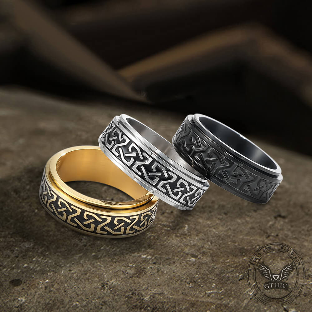 Celtic Knot Stainless Steel Viking Spinner Ring
