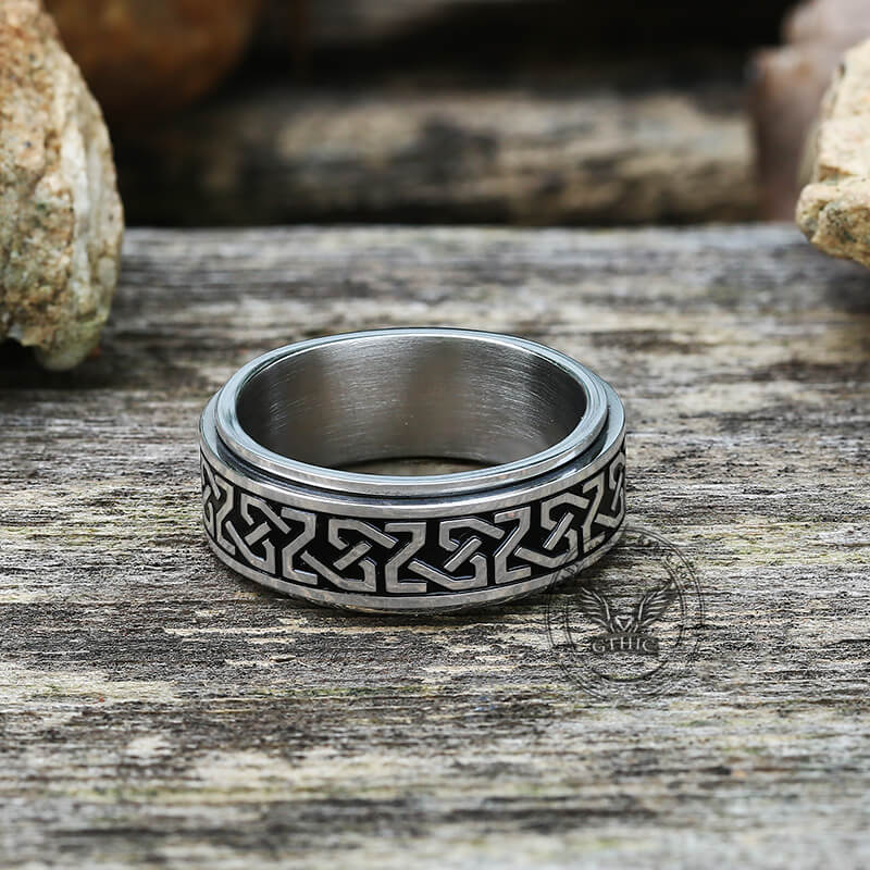 Celtic Knot Stainless Steel Viking Spinner Ring