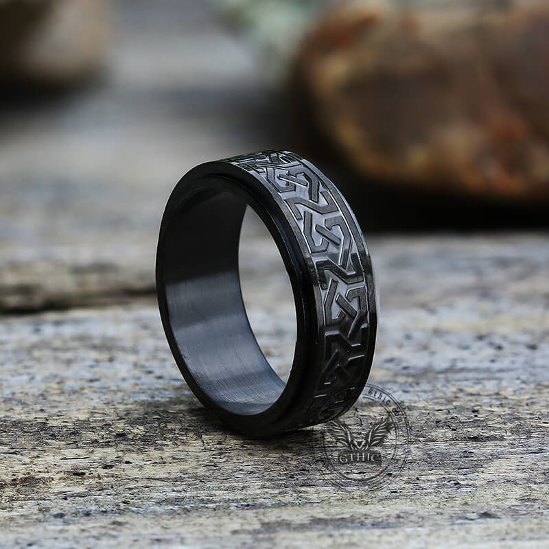 Celtic Knot Stainless Steel Viking Spinner Ring