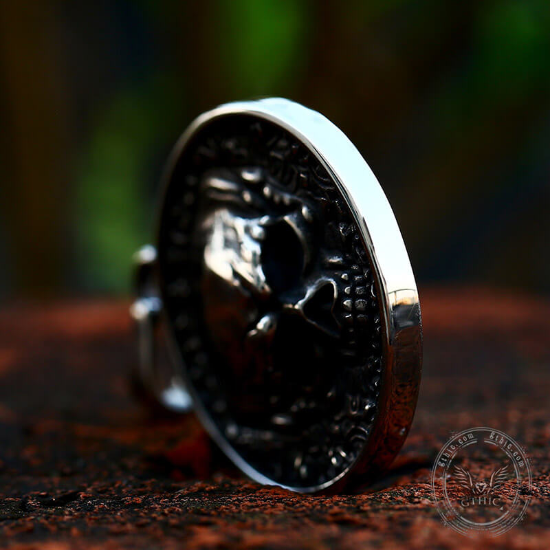 Colgante de calavera redondo de acero inoxidable