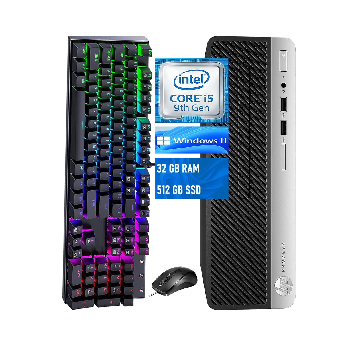 HP ProDesk 400 G6 SFF Desktop Computer Core i5-9500 3.0GHz up to 4.4GHz Desktop PC 32 GB RAM 512 GB SSD Keyboard and Mouse WiFi Windows 11 Pro (Renewed) - Lootquake