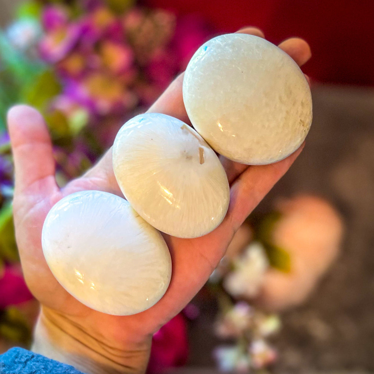 Piedras de palma de escolecita, escolecita pulida