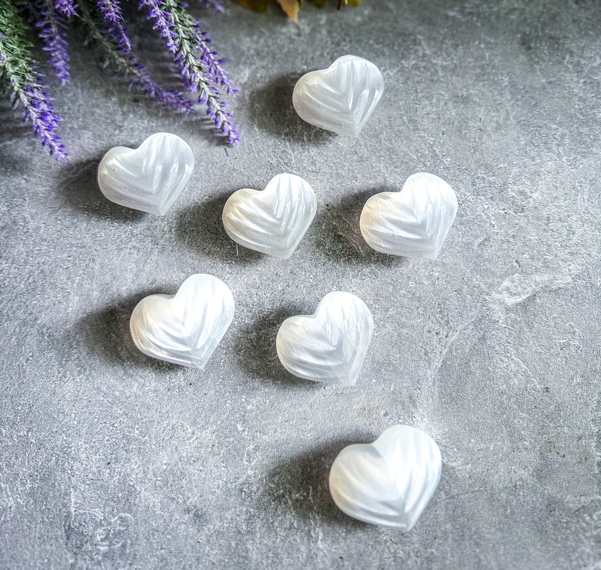 2" Selenite Shell Hearts, White Crystal Heart