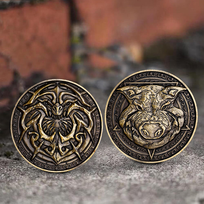 Colgante de moneda de níquel estilo hobo de aleación de zinc de los Siete Pecados Capitales de la Gula