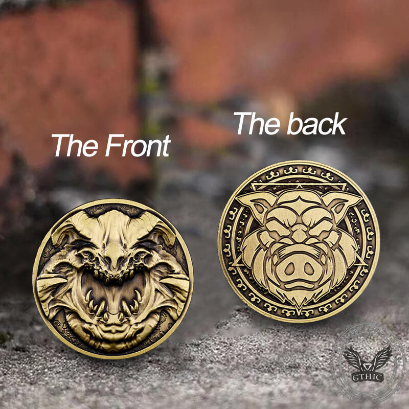 Colgante de moneda de níquel estilo hobo de aleación de zinc de los Siete Pecados Capitales de la Gula