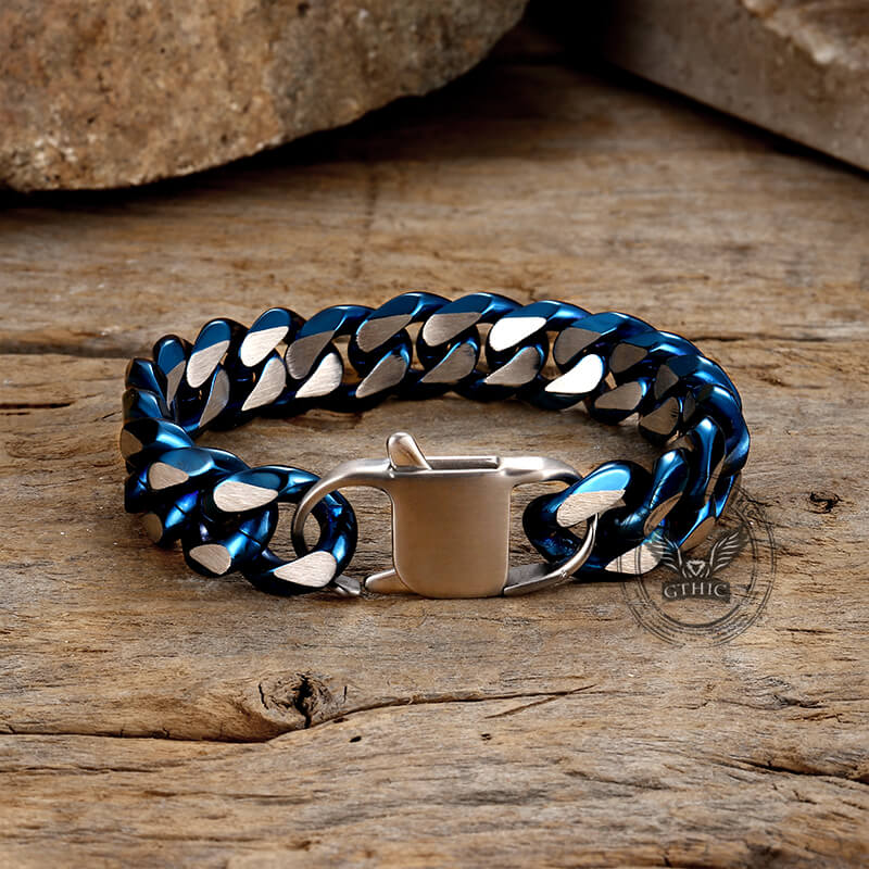 Pulsera sencilla de acero inoxidable con eslabones cubanos de dos tonos