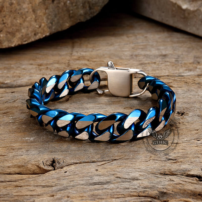 Pulsera sencilla de acero inoxidable con eslabones cubanos de dos tonos