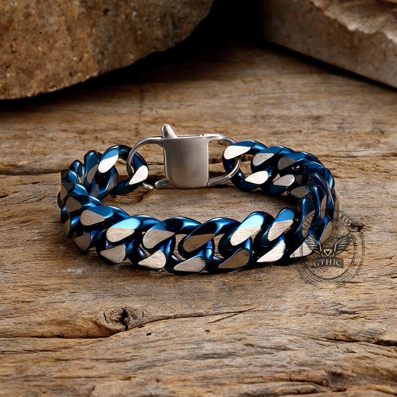 Pulsera sencilla de acero inoxidable con eslabones cubanos de dos tonos