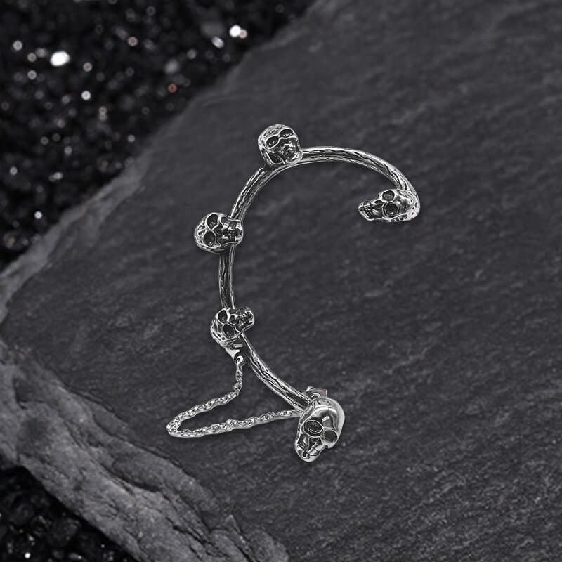 Pendientes de cadena de acero inoxidable con forma de calavera