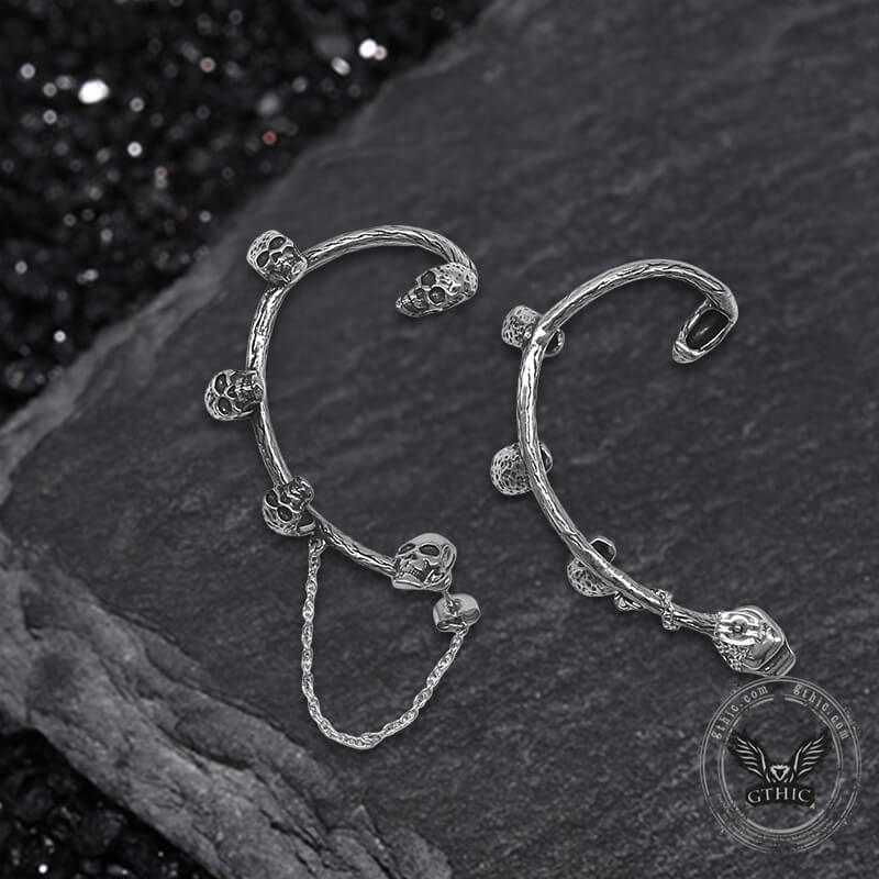 Pendientes de cadena de acero inoxidable con forma de calavera