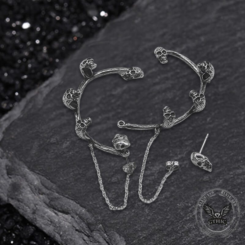 Pendientes de cadena de acero inoxidable con forma de calavera