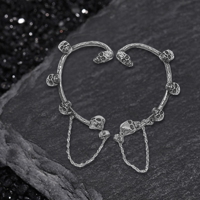 Pendientes de cadena de acero inoxidable con forma de calavera