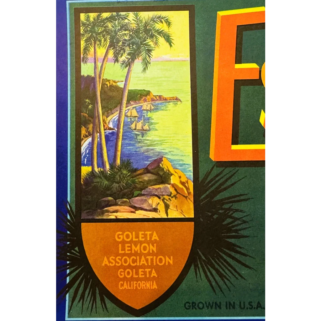 Snag a Sunny Slice of the 50s Vintage Estero Lemons Crate Label