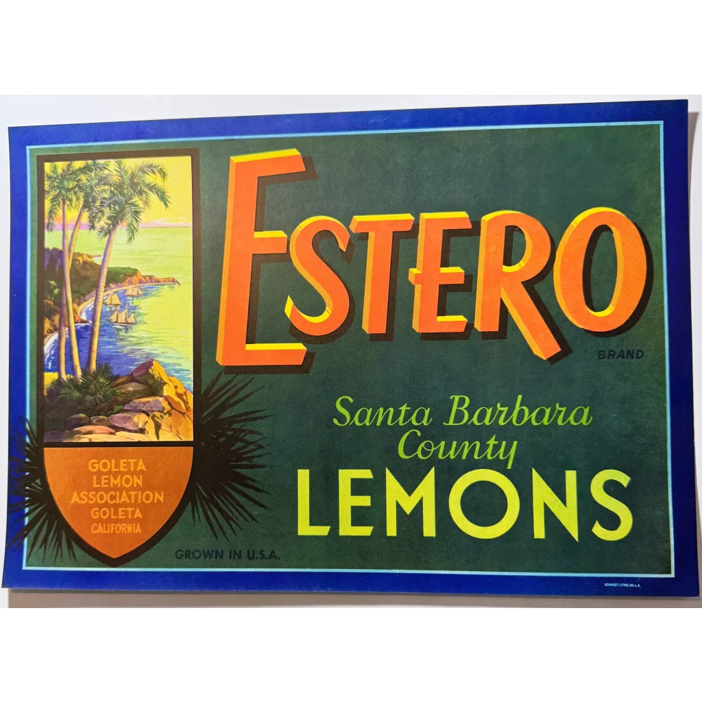 Snag a Sunny Slice of the 50s Vintage Estero Lemons Crate Label