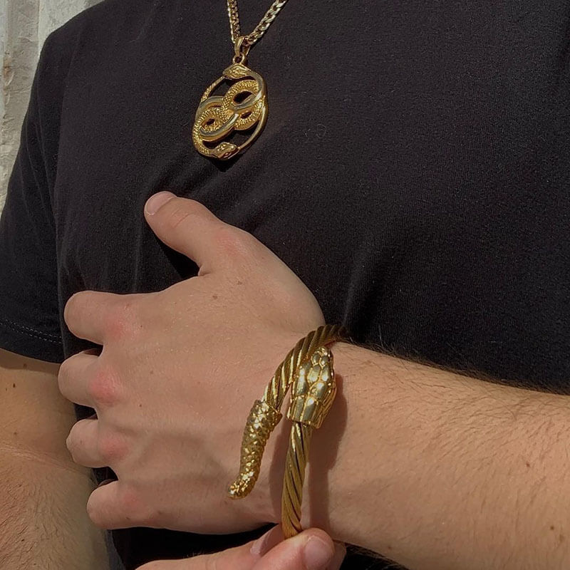 Pulsera de acero inoxidable con forma de serpiente