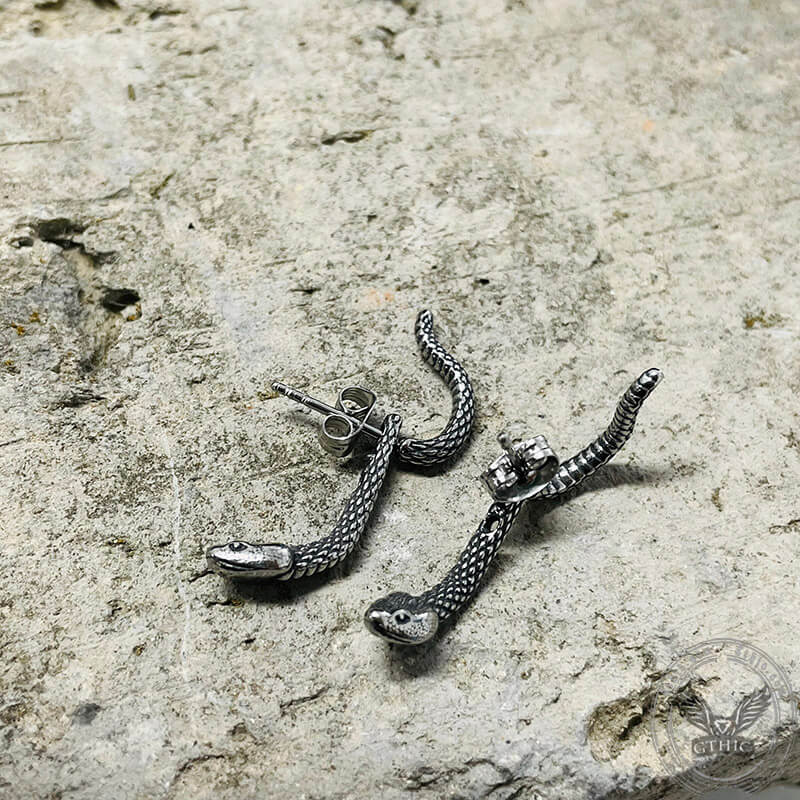 Pendientes punk de acero inoxidable con forma de serpiente