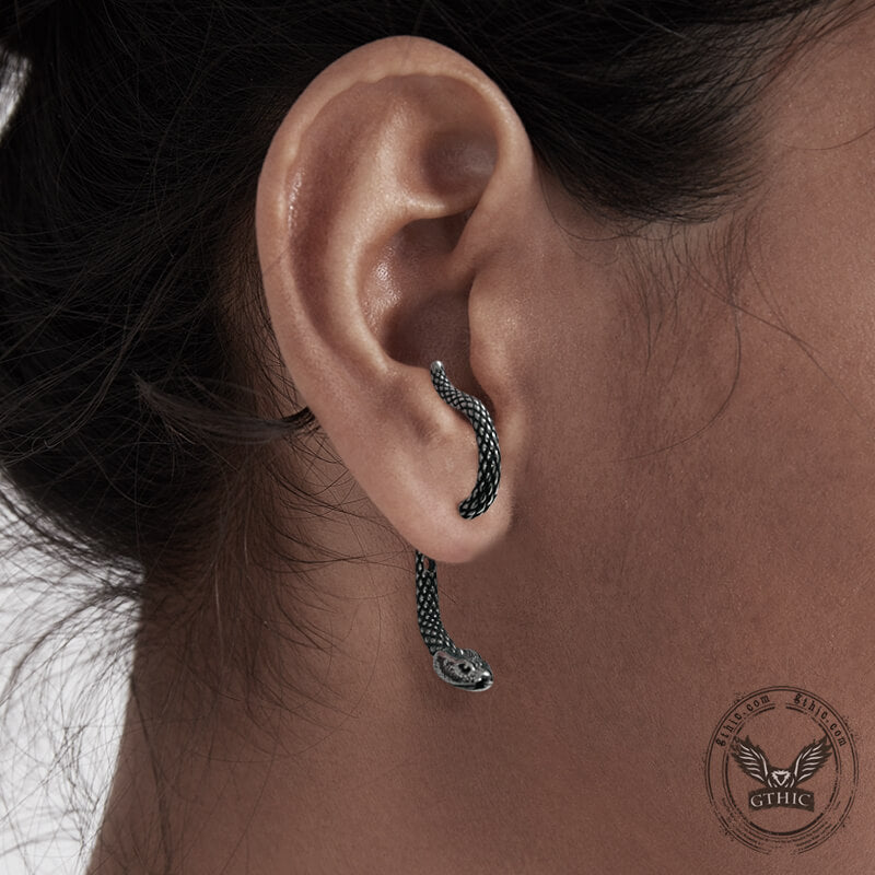 Pendientes punk de acero inoxidable con forma de serpiente