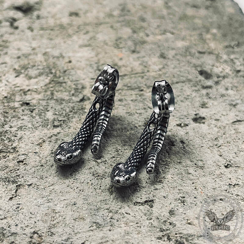 Pendientes punk de acero inoxidable con forma de serpiente