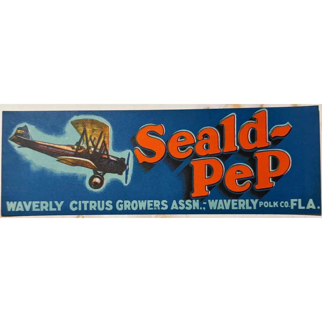 Soar Back in Time with Rare 1940s Seald-Pep Biplane Crate Label