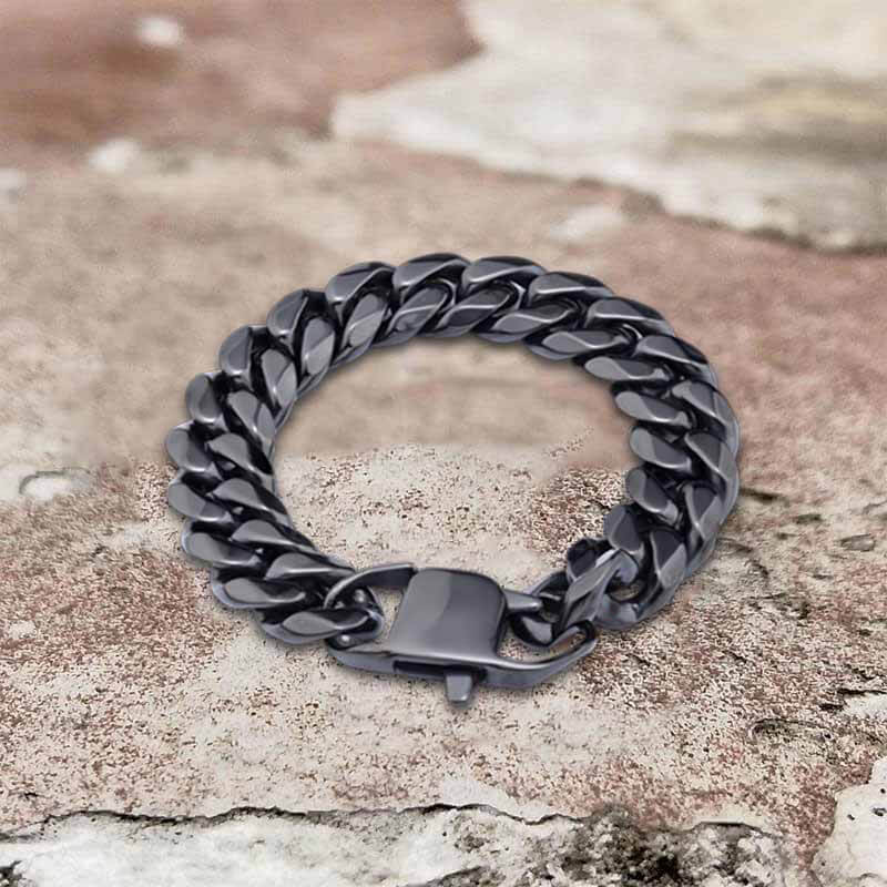 Pulsera de acero inoxidable con cadena de eslabones cubanos de color sólido