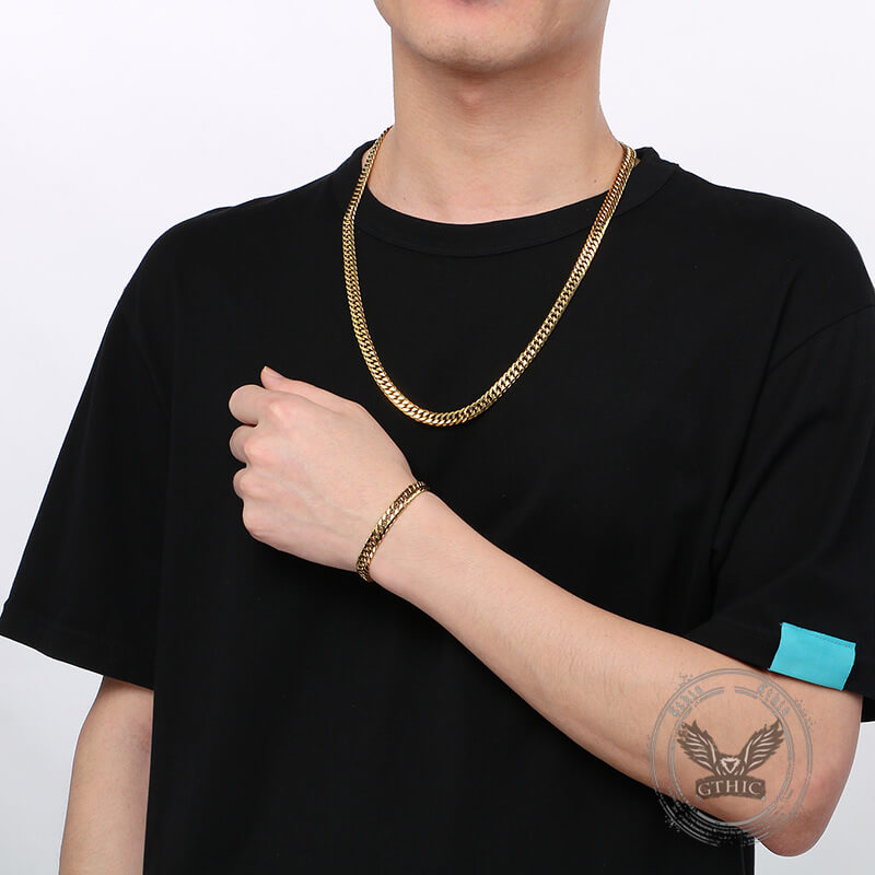 Solid Color Curb Link Chain Stainless Steel Bracelet