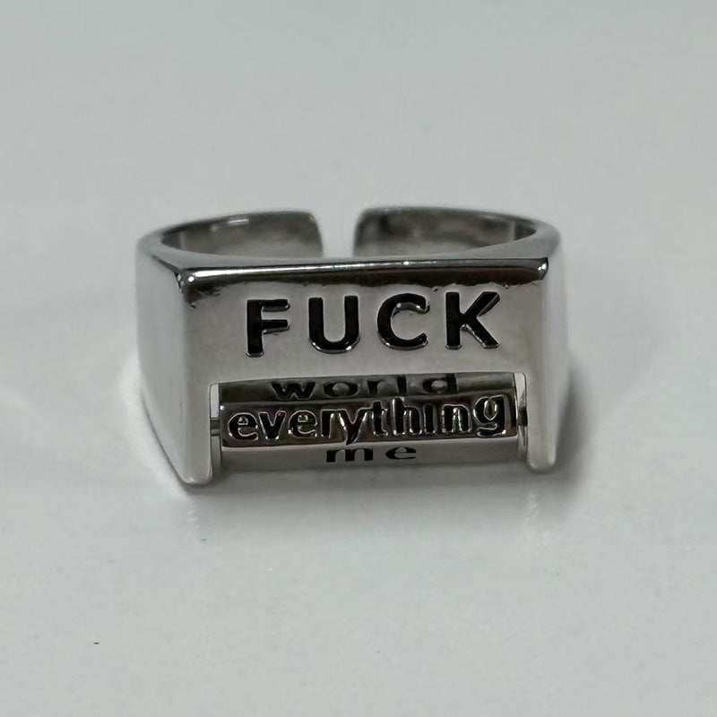 Anillo interactivo giratorio de cobre Square FUCK/LOVE