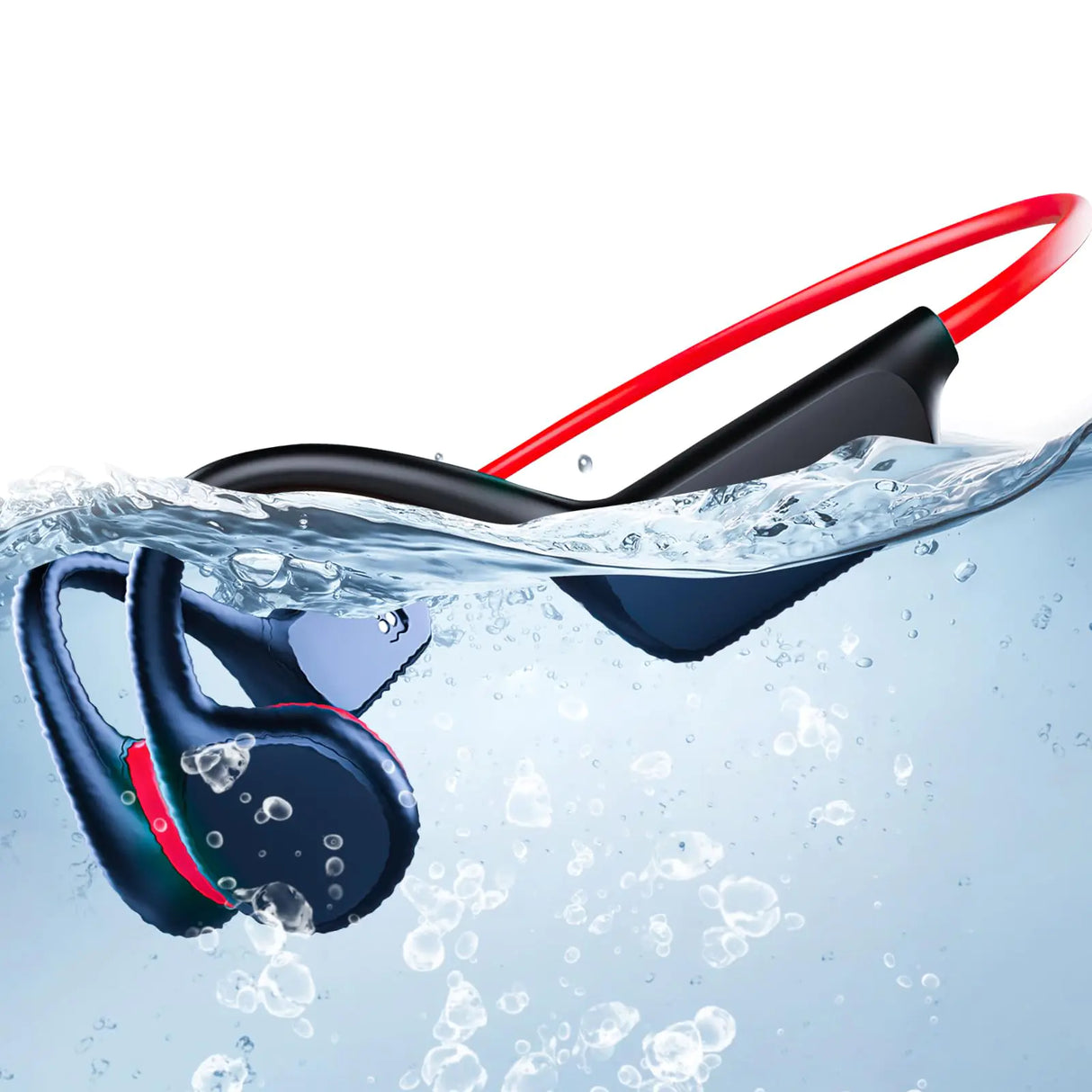 Atopskins Waterproof Headphones for Swimming lPX8 Swimming Headphones with 32GB MP3 Underwater Headphones for Swimming Bluetooth 5.3 Bone Conduction Headphones Waterproof Swimming for Sport (Red) - Lootquake