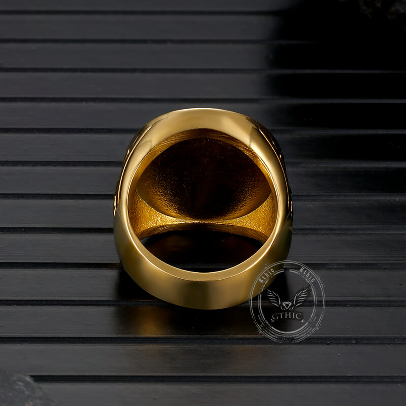 Anillo de acero inoxidable con medalla de San Benito para exorcismo