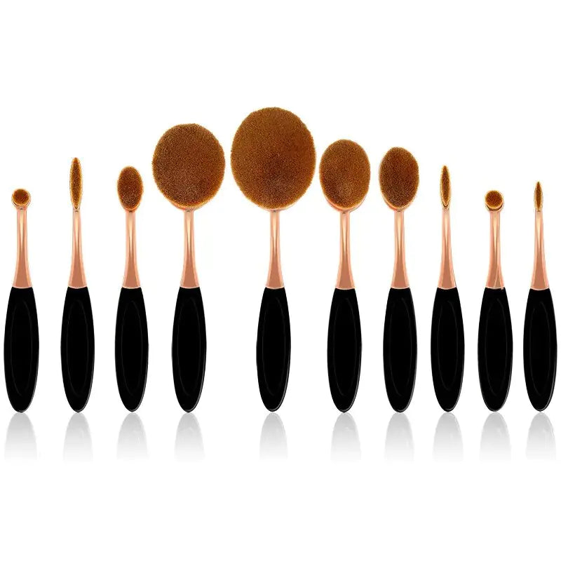 Beauty Experts Set of 10 Oval Beauty Brushes - Lootquake