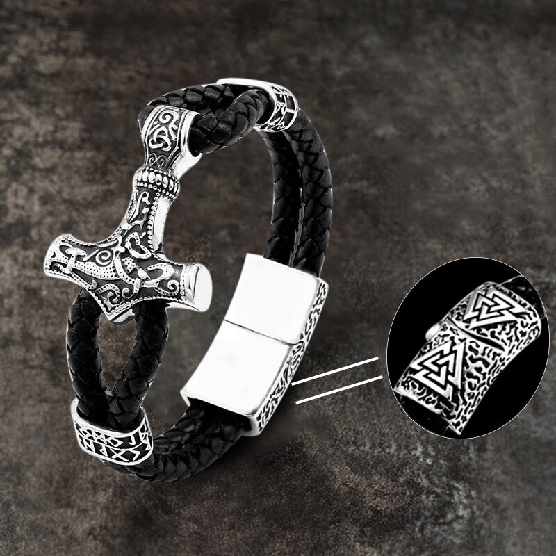 Pulsera vikinga de acero inoxidable con el martillo de Thor