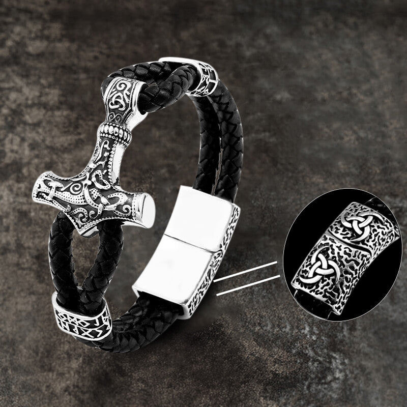 Pulsera vikinga de acero inoxidable con el martillo de Thor