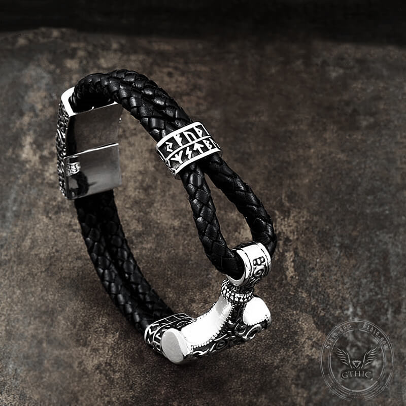 Pulsera vikinga de acero inoxidable con el martillo de Thor