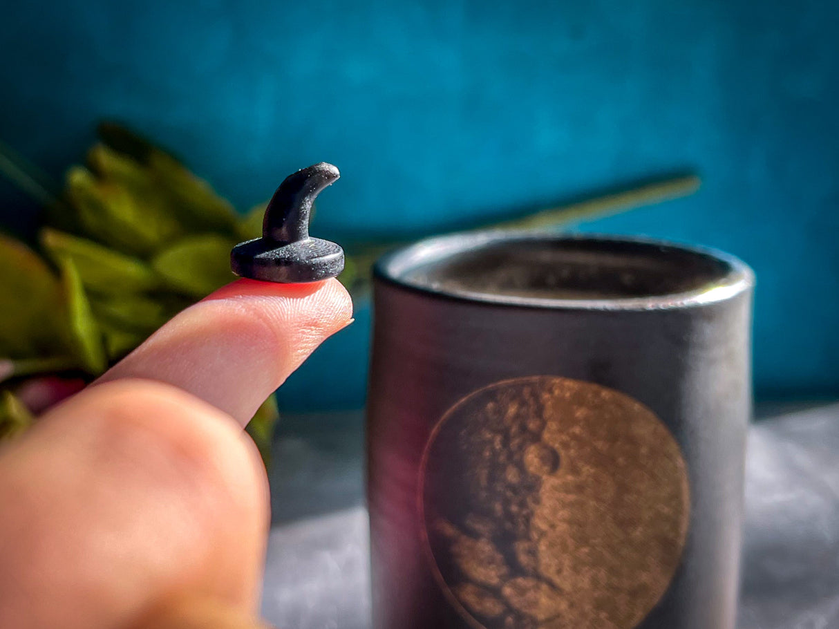 Tiny Black Obsidian Witches Hats, Mini Black Witches Hat, Black Crystal Witches Hat, Witchy Halloween Decor